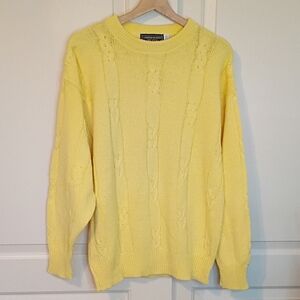 United States Sweaters Men's Yellow Cable Knit Cotton Size Small